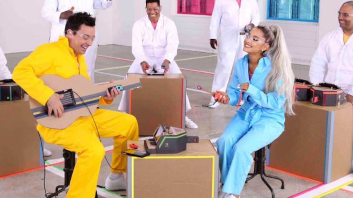 Ariana Grande y Jimmy Fallon crean música con Nintendo Labo