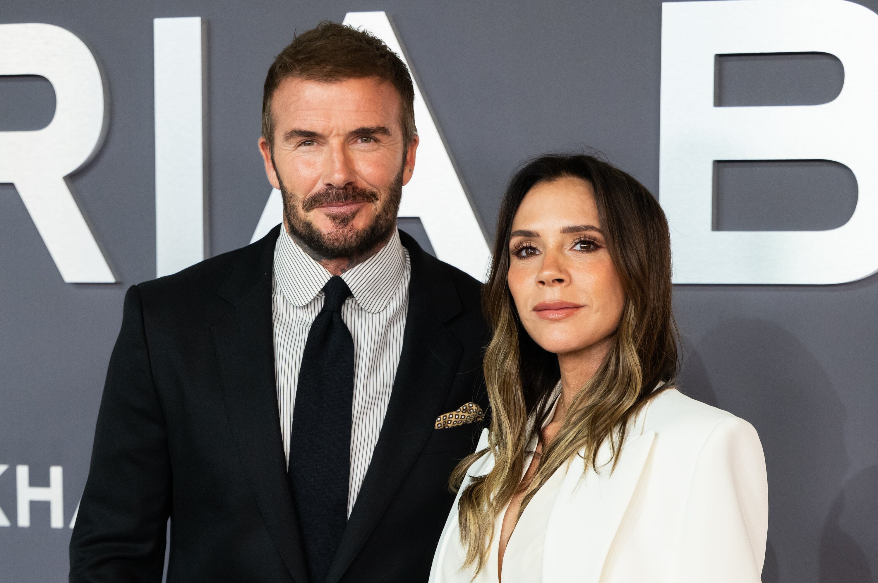 David Beckham y Victoria Beckham en la premiere mundial de su documental de Netflix en Londres, 8 de octubre de 2025.