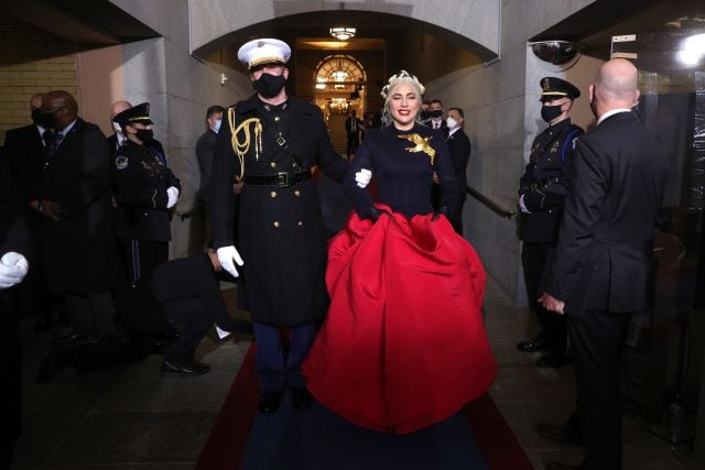 Lady Gaga a punto de actuar en la investidura de Joe Biden