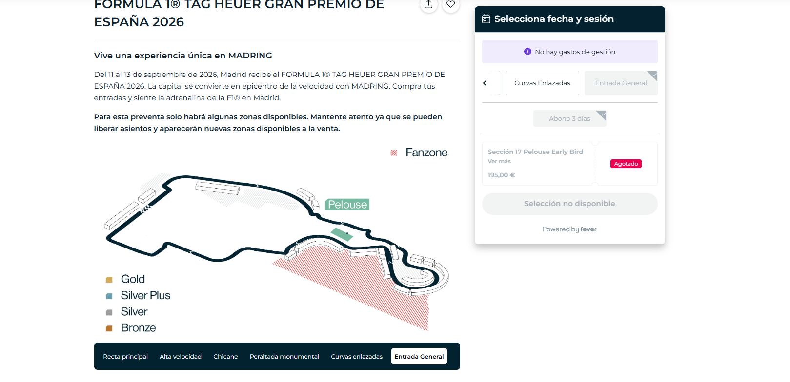 Mapa del circuito F1 zona Entrada General (Fuente propia)