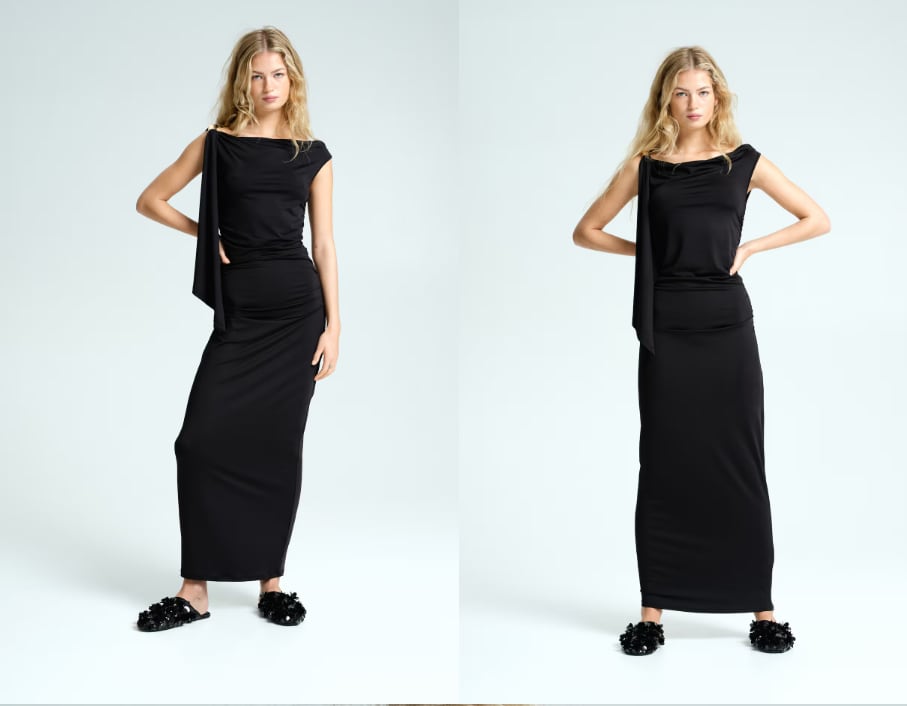 Vestido negro con fruncido de H&M