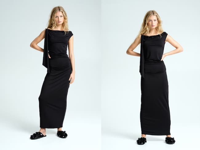 Vestido negro con fruncido de H&M