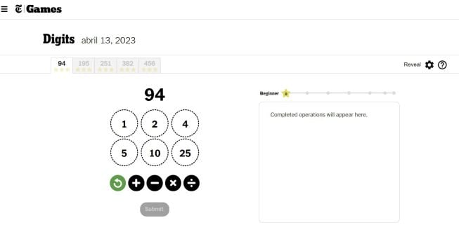 Digits, el nuevo juego del NYT.