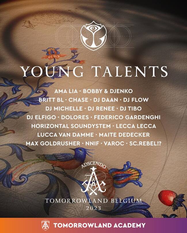 Cartel del Young Talents de Tomorrowland 2023
