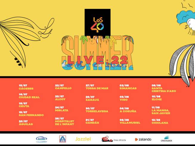 Consulta todas las fechas de LOS40 Summer Live: la gira de verano de LOS40 en 2022.